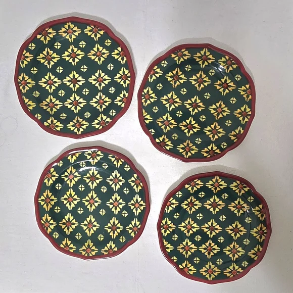 NWT Set Of 4 Pioneer Woman Vintage Geo Stoneware Salad Plates -- 8 1/2" - Picture 9 of 14
